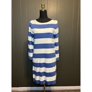 J. Crew Striped Zip Side Hem Boat‎ Neck Knit Cotton Nautical Mini Dress S Small
